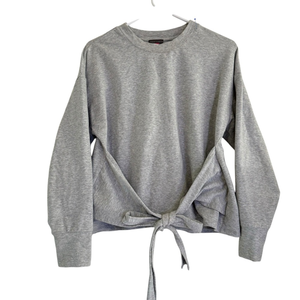 Vince Camuto Womens Crewneck Gray Belted Long Sleeve Swaeter Size S
